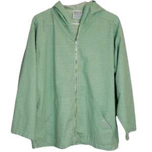 Fresh Produce Small Blue & Green Checkered Plaid Zip Up Jacket